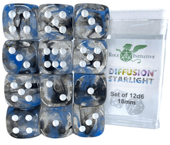 Role 4 Initiative Dice: 18mm D6 12ct Diffusion Cube Starlight R4I50518-12P